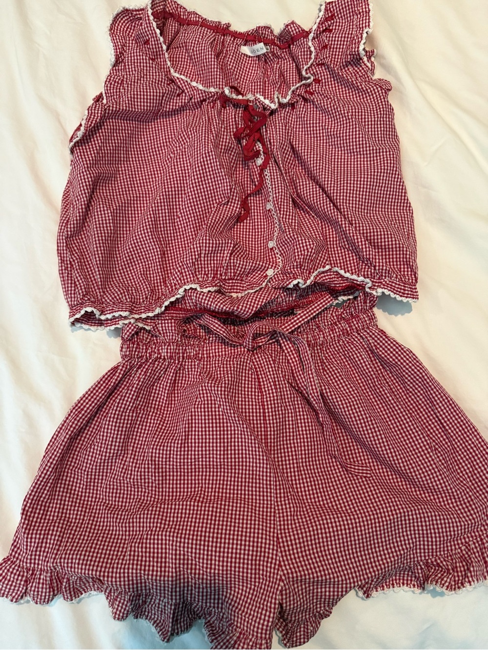 Doen Traveler Red Gingham Two-Piece Set